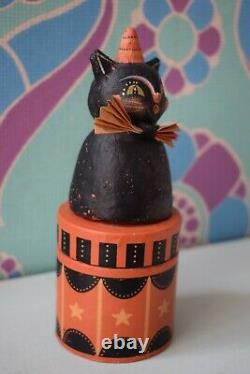 Vintage Halloween Cat by Johanna Parker Folk Art Rare