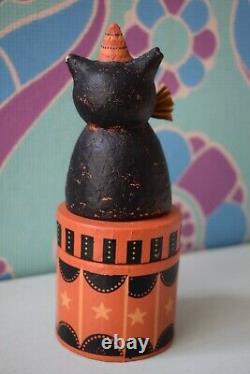 Vintage Halloween Cat by Johanna Parker Folk Art Rare