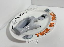 Vintage Halloween Ceramic Hand Chip Dip Party Platter Plate RARE, Complete