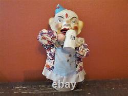 Vintage Halloween Clown Paper Mache Candy Container / Nodder Germany Rare