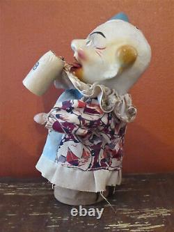 Vintage Halloween Clown Paper Mache Candy Container / Nodder Germany Rare