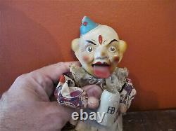 Vintage Halloween Clown Paper Mache Candy Container / Nodder Germany Rare