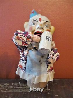 Vintage Halloween Clown Paper Mache Candy Container / Nodder Germany Rare