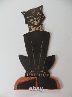 Vintage Halloween Die Cut-Black Cat-1940's-Crepe-RARE