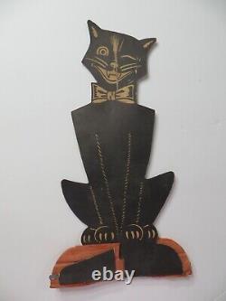 Vintage Halloween Die Cut-Black Cat-1940's-Crepe-RARE