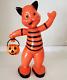 Vintage Halloween Hard Plastic Rosbro Orange & Black Cat Candy Container Toy