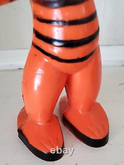 Vintage Halloween Hard Plastic Rosbro Orange & Black Cat Candy Container Toy