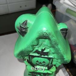 Vintage Halloween Haunted House Light Up Blowmold Green RARE GREEN