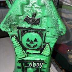 Vintage Halloween Haunted House Light Up Blowmold Green RARE GREEN