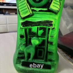 Vintage Halloween Haunted House Light Up Blowmold Green RARE GREEN