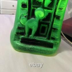 Vintage Halloween Haunted House Light Up Blowmold Green RARE GREEN