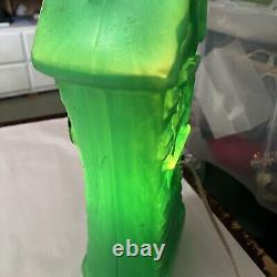 Vintage Halloween Haunted House Light Up Blowmold Green RARE GREEN