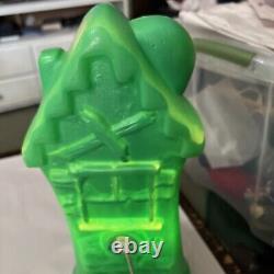 Vintage Halloween Haunted House Light Up Blowmold Green RARE GREEN