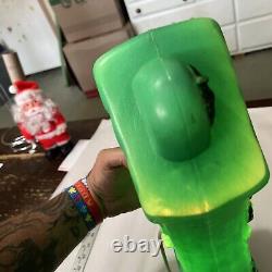 Vintage Halloween Haunted House Light Up Blowmold Green RARE GREEN