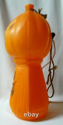 Vintage Halloween Jack-O-Lantern Blow Mold with Witch on Haystack Rare