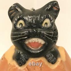 Vintage Halloween Jack O Lantern Choir Boy Black Cat 4 Wax Figure RARE As Is