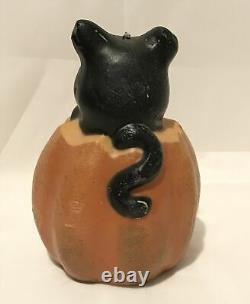 Vintage Halloween Jack O Lantern Choir Boy Black Cat 4 Wax Figure RARE As Is