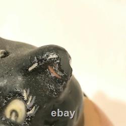 Vintage Halloween Jack O Lantern Choir Boy Black Cat 4 Wax Figure RARE As Is