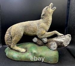 Vintage Halloween Large Howling Wolf Antique Chalk Ware Rare Awesome! 13 X 11