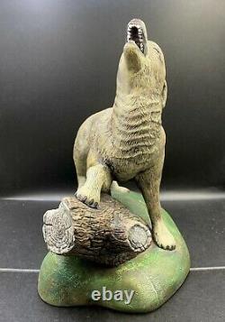 Vintage Halloween Large Howling Wolf Antique Chalk Ware Rare Awesome! 13 X 11