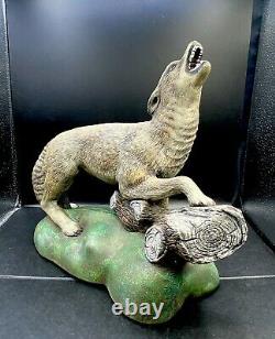 Vintage Halloween Large Howling Wolf Antique Chalk Ware Rare Awesome! 13 X 11