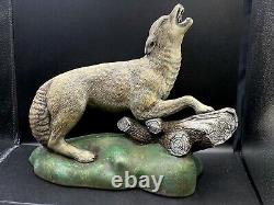 Vintage Halloween Large Howling Wolf Antique Chalk Ware Rare Awesome! 13 X 11