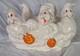 Vintage Halloween Light Up Ceramic 5 Ghosts Jack Lantern Rare Lamp