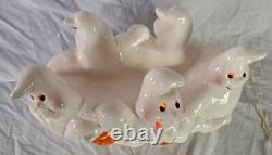 Vintage Halloween Light Up Ceramic 5 Ghosts Jack Lantern Rare Lamp