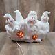 Vintage Halloween Light Up Ceramic 5 Ghosts Jack Lantern Rare Lamp 13x9 Works