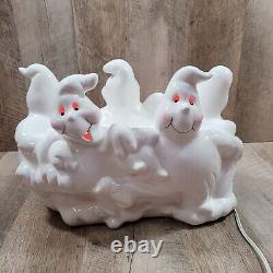 Vintage Halloween Light Up Ceramic 5 Ghosts Jack Lantern Rare Lamp 13x9 Works