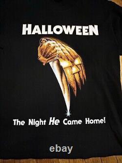 Vintage Halloween Movie Shirt Promo M&O Knits Big Logo RARE Michael Myer Size L