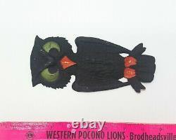 Vintage Halloween Owl on Branch Germany Embossed Cardboard 1940s 1960s RARE