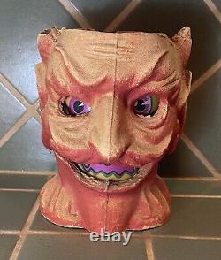 Vintage Halloween Paper Mache Pulp DEVIL Lantern RARE F. N. Burt 1930's