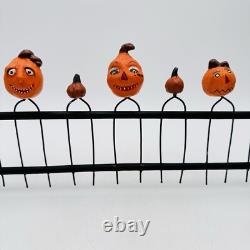 Vintage Halloween Paper Mache Pumpkin Fence Figurine RARE