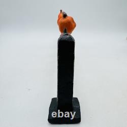 Vintage Halloween Paper Mache Pumpkin Fence Figurine RARE