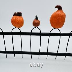 Vintage Halloween Paper Mache Pumpkin Fence Figurine RARE