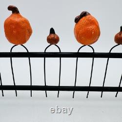 Vintage Halloween Paper Mache Pumpkin Fence Figurine RARE