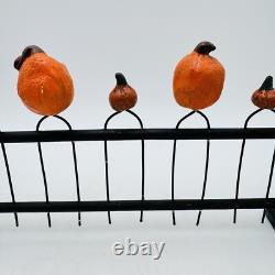 Vintage Halloween Paper Mache Pumpkin Fence Figurine RARE