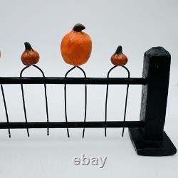 Vintage Halloween Paper Mache Pumpkin Fence Figurine RARE
