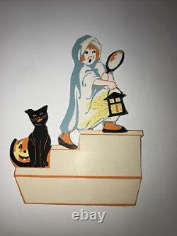 Vintage Halloween Place Cards Set 4 JOL Black Cat Antique Vintage Rare