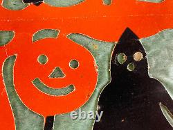 Vintage Halloween RARE 30s Beistle Paper Lantern Bat Witch Black Cat NICE Diecut