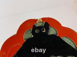 Vintage Halloween RARE 30s Beistle Paper Lantern Bat Witch Black Cat NICE Diecut