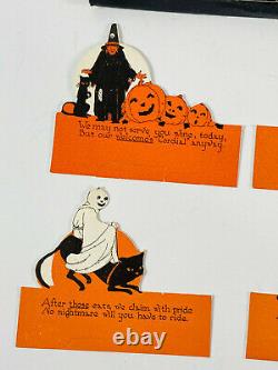 Vintage Halloween RARE Partial Set (9) of Rustcraft Place Cards in Box NICE