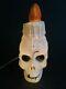 Vintage Halloween Skeleton Skull Candle Blow Mold With Light & Cord Ultra Rare