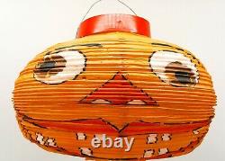 Vintage Halloween Smiling Pumpkin Honeycomb Paper Lantern 1920s 1960s RARE