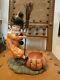 Vintage Halloween Style Bethany Lowe Girl With Broom Pumpkin Container Rare