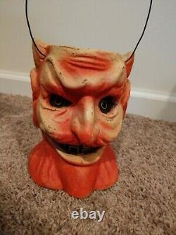 Vintage Halloween Style Devil Head Bucket Candy Container RARE