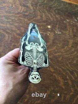 Vintage Halloween US Metal Skeleton Noisemaker Rare