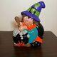 Vintage Halloween Witch & Cauldron Porcelain Figural Lamp Antique Rare