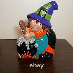 Vintage Halloween Witch & Cauldron Porcelain Figural Lamp Antique RARE